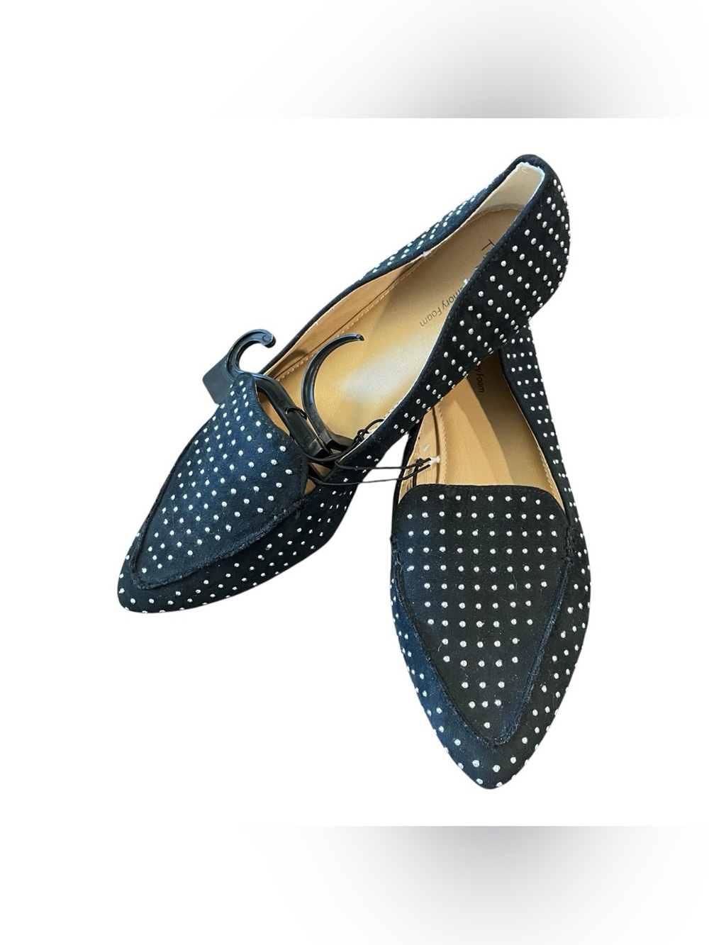 Time & True Flats Studded Women 10 Black Dressy Slip On Casual Pointed Toe